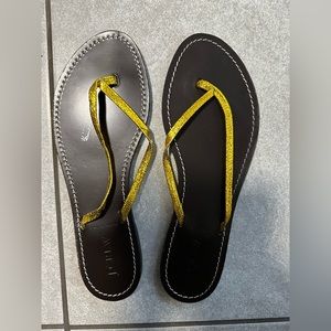 Gold leather J.Crew flip flops